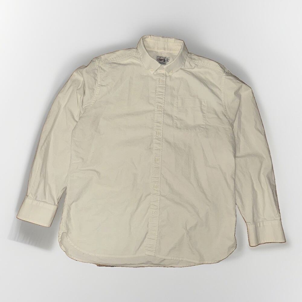 Grayers Oxford Vintage Wash Button Up Shirt Large Cream 23x28